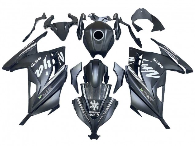 2013-2024 Kawasaki EX300 Motorcycle Fairings - Matte Black White Elf Snow UK