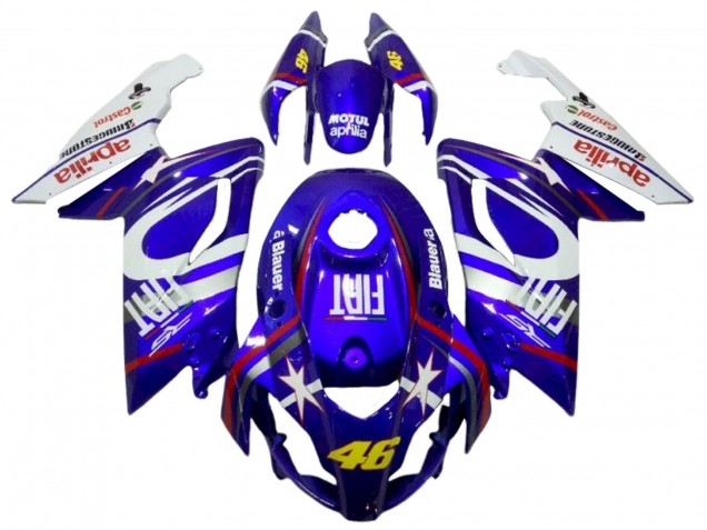 2006-2011 Aprilia RS125 Motorcycle Fairings - White Blue Fiat 46 UK