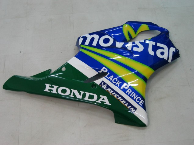 2004-2007 Honda CBR600 F4i Motorcycle Fairings - Blue Yellow Green MoviStar UK