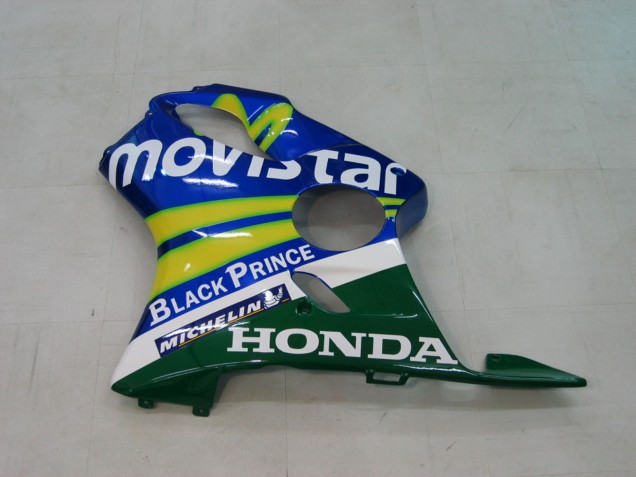 2004-2007 Honda CBR600 F4i Motorcycle Fairings - Blue Yellow Green MoviStar UK