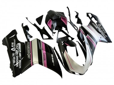 2007-2014 Ducati 848 Motorcycle Fairings - White Pink Glossy Black Connie UK