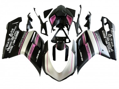 2007-2014 Ducati 848 Motorcycle Fairings - White Pink Glossy Black Connie UK