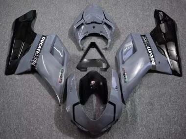 2007-2014 Ducati 848 Motorcycle Fairings - Grey Glossy Black Corse UK