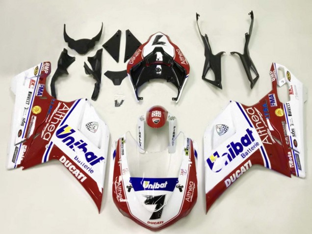 2007-2014 Ducati 848/1098/1198 Motorcycle Fairings - White Red Blue Unibat 7 UK