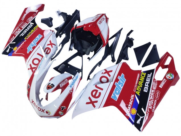 2007-2014 Ducati 848/1098/1198 Motorcycle Fairings - White Red Glossy Black Valsir Xerox UK