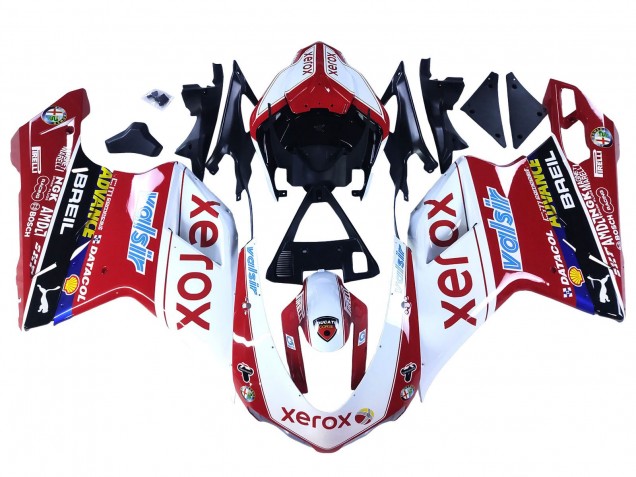 2007-2014 Ducati 848/1098/1198 Motorcycle Fairings - White Red Glossy Black Valsir Xerox UK