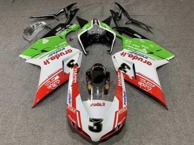 2007-2014 Ducati 848/1098/1198 Motorcycle Fairings - White Red Green Valsir 3 UK