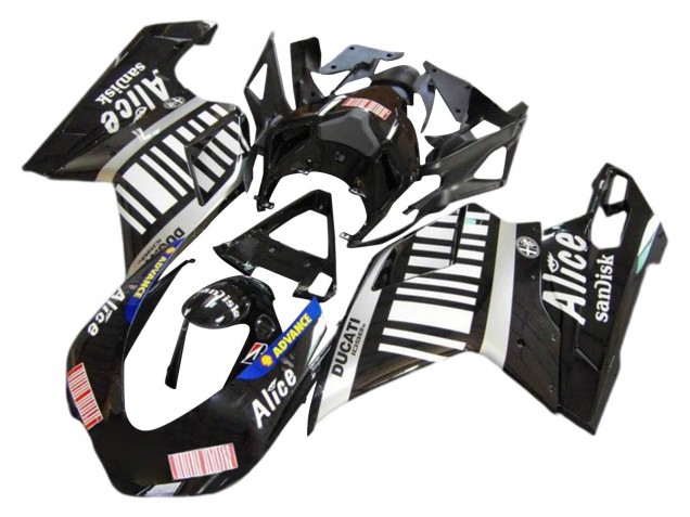 2007-2014 Ducati 1098 Motorcycle Fairings - Silver Glossy Black Alice Sandisk UK