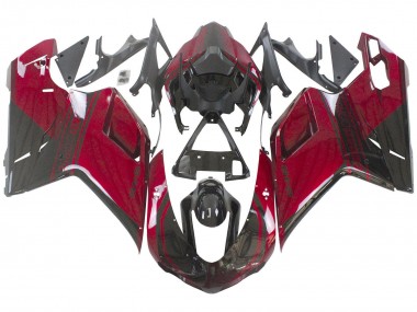 2007-2014 Ducati 848 Motorcycle Fairing - Red Glossy Black UK