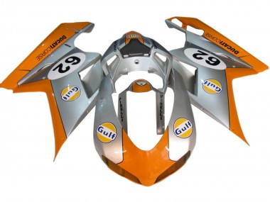 2007-2014 Ducati 848/1098/1198 Motorcycle Fairings - Silver Orange Gulf 62 UK