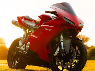 2007-2014 Ducati 848 Motorcycle Fairings - Red Glossy Black UK