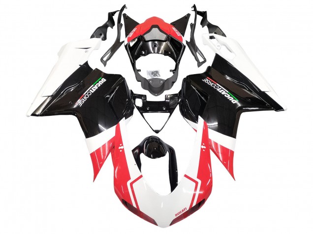 2007-2014 Ducati 848/1098/1198 Motorcycle Fairings - White Red Glossy Black UK