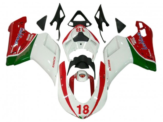 2007-2014 Ducati 848/1098/1198 Motorcycle Fairings - White Red Green 18 UK