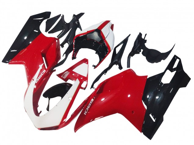 2007-2014 Ducati 1098 Motorcycle Fairings - White Red Glossy Black UK