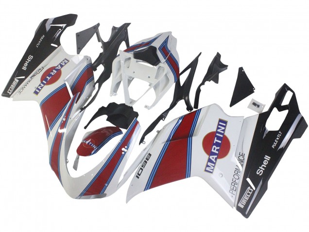 2007-2014 Ducati 1098 Motorcycle Fairings - White Red Blue Glossy Black Martini UK