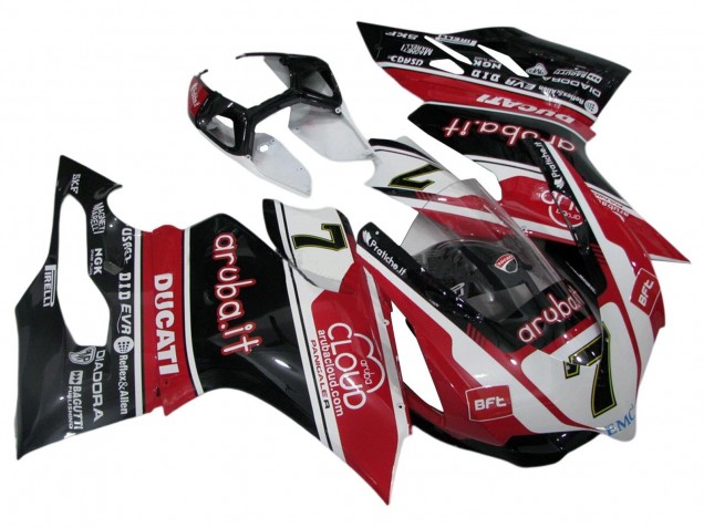 2011-2014 Ducati Panigale 899/1199 Motorcycle Fairings - White Red Glossy Black Aruba.it 7 UK