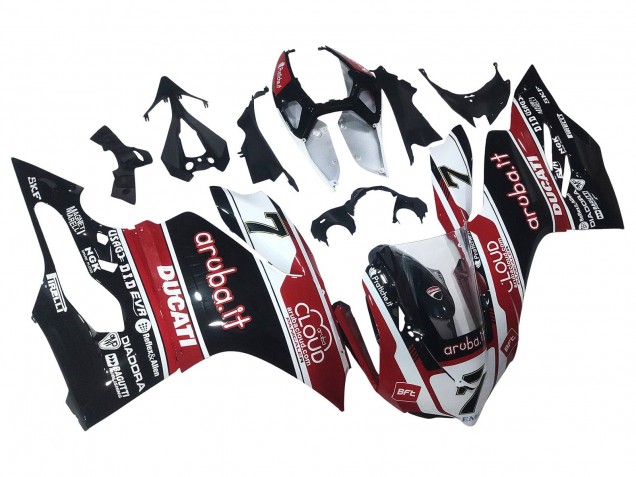 2011-2014 Ducati Panigale 899/1199 Motorcycle Fairings - White Red Glossy Black Aruba.it 7 UK