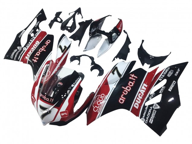 2011-2014 Ducati Panigale 899/1199 Motorcycle Fairings - White Red Glossy Black Aruba.it 7 UK