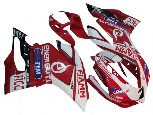 2011-2014 Ducati 1199 Motorcycle Fairings - White Red Glossy Black Fiamm 7 UK