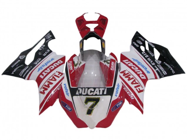 2011-2014 Ducati 1199 Motorcycle Fairings - White Red Glossy Black Fiamm Valsir 7 UK