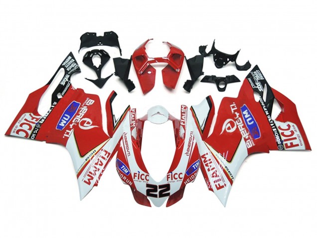 2011-2014 Ducati 1199 Motorcycle Fairings - White Red Glossy Black Fiamm Ficc 22 UK