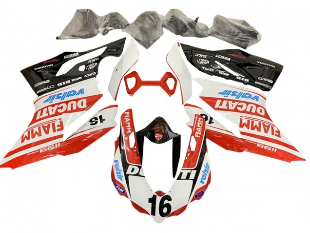 2011-2014 Ducati Panigale 1199 Motorcycle Fairings - White Red Glossy Black Valsir Fiamm Ficc 16 UK