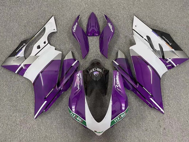 2015-2020 Ducati 959/1299 Motorcycle Fairings - Purple White Glossy Black Flex-Box UK