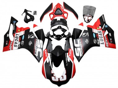 2015-2020 Ducati 959/1299 Motorcycle Fairings - White Red Matte Black Lucas 33 UK