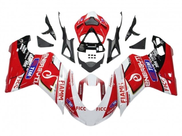 2011-2014 Ducati 1199 Motorcycle Fairings - White Red Glossy Black Ficc Fiamm UK