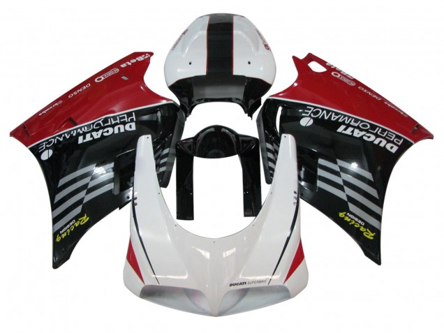 1993-2005 Ducati 748/916/996/998 Motorcycle Fairings - White Red Glossy Black Racing Performance UK