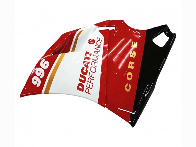 1993-2005 Ducati 996 Motorcycle Fairings - White Red Gold Glossy Black Corse Performance UK