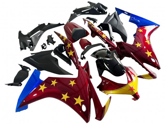 2013-2015 Honda CBR500R Motorcycle Fairings - Red Blue Yellow Star UK