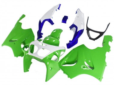 1996-2003 Kawasaki ZX7R Motorcycle Fairings - White Green Blue UK