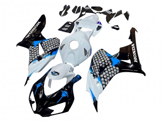2006-2007 Honda CBR1000RR Motorcycle Fairing - White Blue Glossy Black UK