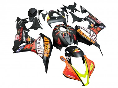 2007-2008 Honda CBR600RR Motorcycle Fairings - Matte Black Orange Red Rossi Repsol 46 UK