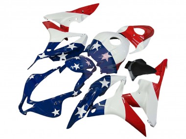 2007-2008 Honda CBR600RR Motorcycle Fairings - White Blue Red Star UK