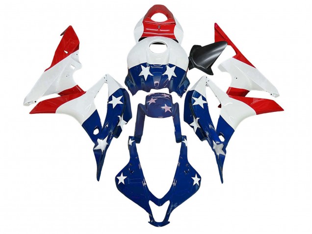2007-2008 Honda CBR600RR Motorcycle Fairings - White Blue Red Star UK