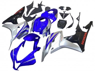 2007-2008 Honda CBR600RR Motorcycle Fairings - Silver Blue Glossy Black Racing UK