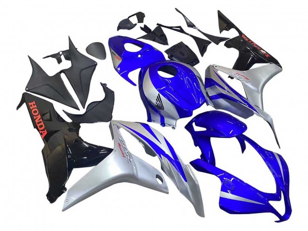 2007-2008 Honda CBR600RR Motorcycle Fairings - Silver Blue Glossy Black Racing UK