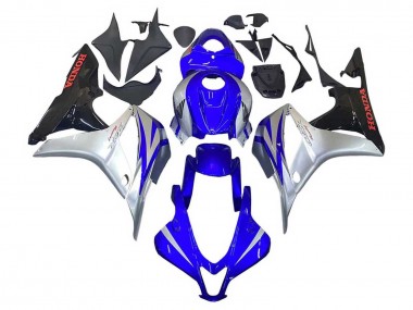 2007-2008 Honda CBR600RR Motorcycle Fairings - Silver Blue Glossy Black Racing UK