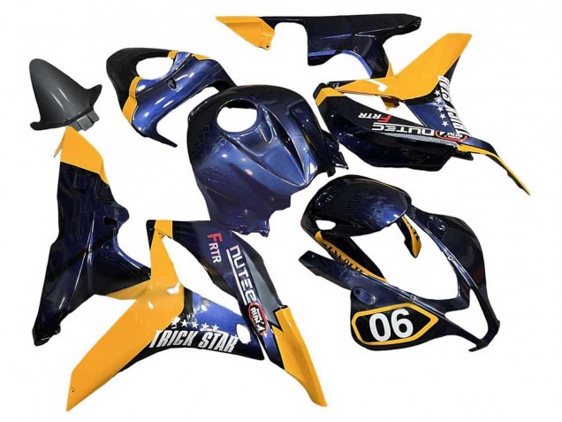 2007-2008 Honda CBR600RR Motorcycle Fairings - Orange Dark Blue Trick Star 06 UK