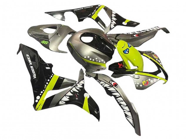 2007-2008 Honda CBR600RR Motorcycle Fairings - Grey Fluorescent Yellow Shark UK