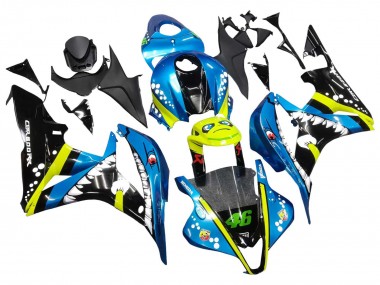 2007-2008 Honda CBR600RR Motorcycle Fairings - Green Yellow Glossy Black Shark 46 UK