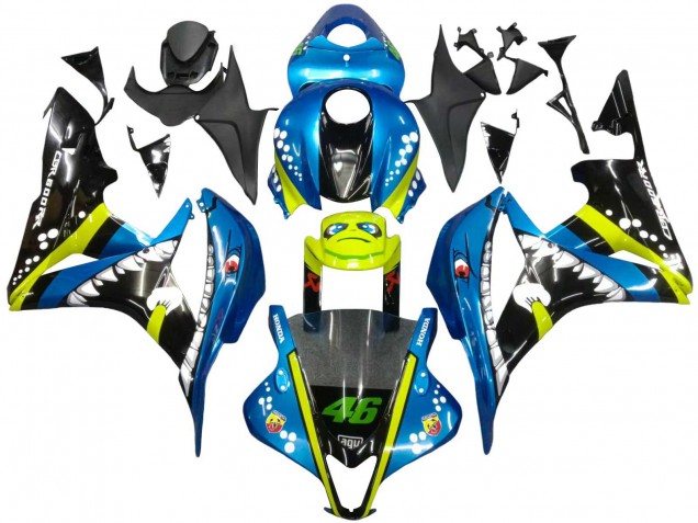 2007-2008 Honda CBR600RR Motorcycle Fairings - Green Yellow Glossy Black Shark 46 UK
