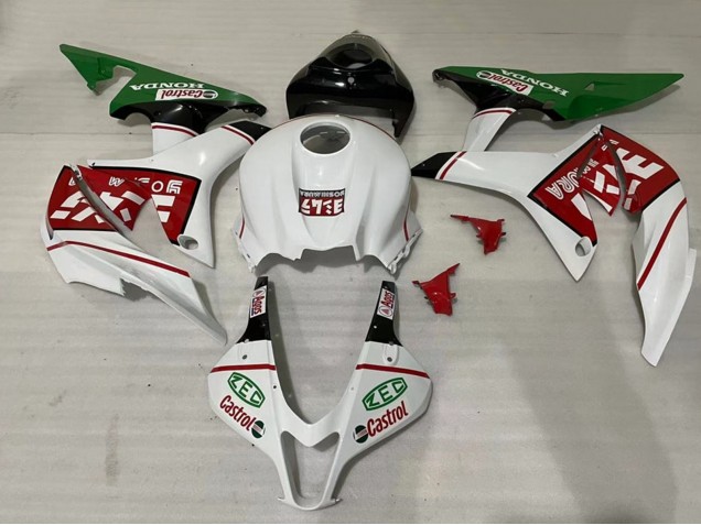 2007-2008 Honda CBR600RR Motorcycle Fairings - White Green Red Castrol UK