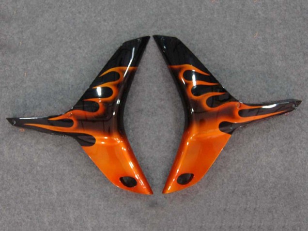 2007-2008 Honda CBR600RR Motorcycle Fairings - Glossy Black Orange Flame UK
