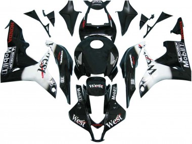 2007-2008 Honda CBR600RR Motorcycle Fairings - Glossy Black White West UK