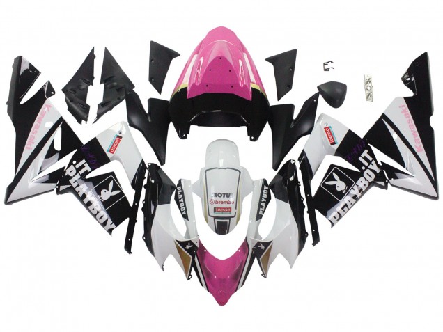 2004-2005 Kawasaki ZX10R Motorcycle Fairings - Black Pink White Playboy Motul UK