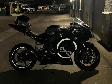 2006-2007 Kawasaki ZX10R Motorcycle Fairings - Glossy Black White Circle UK