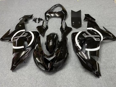2006-2007 Kawasaki ZX10R Motorcycle Fairings - Glossy Black White Circle UK
